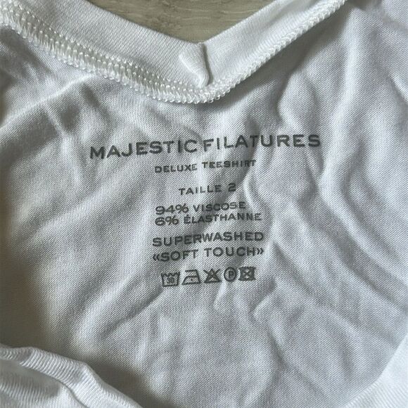 Majestic Filatures Soft Touch‎ V Neck Tank White Size 2 New with tags - Picture 5 of 5